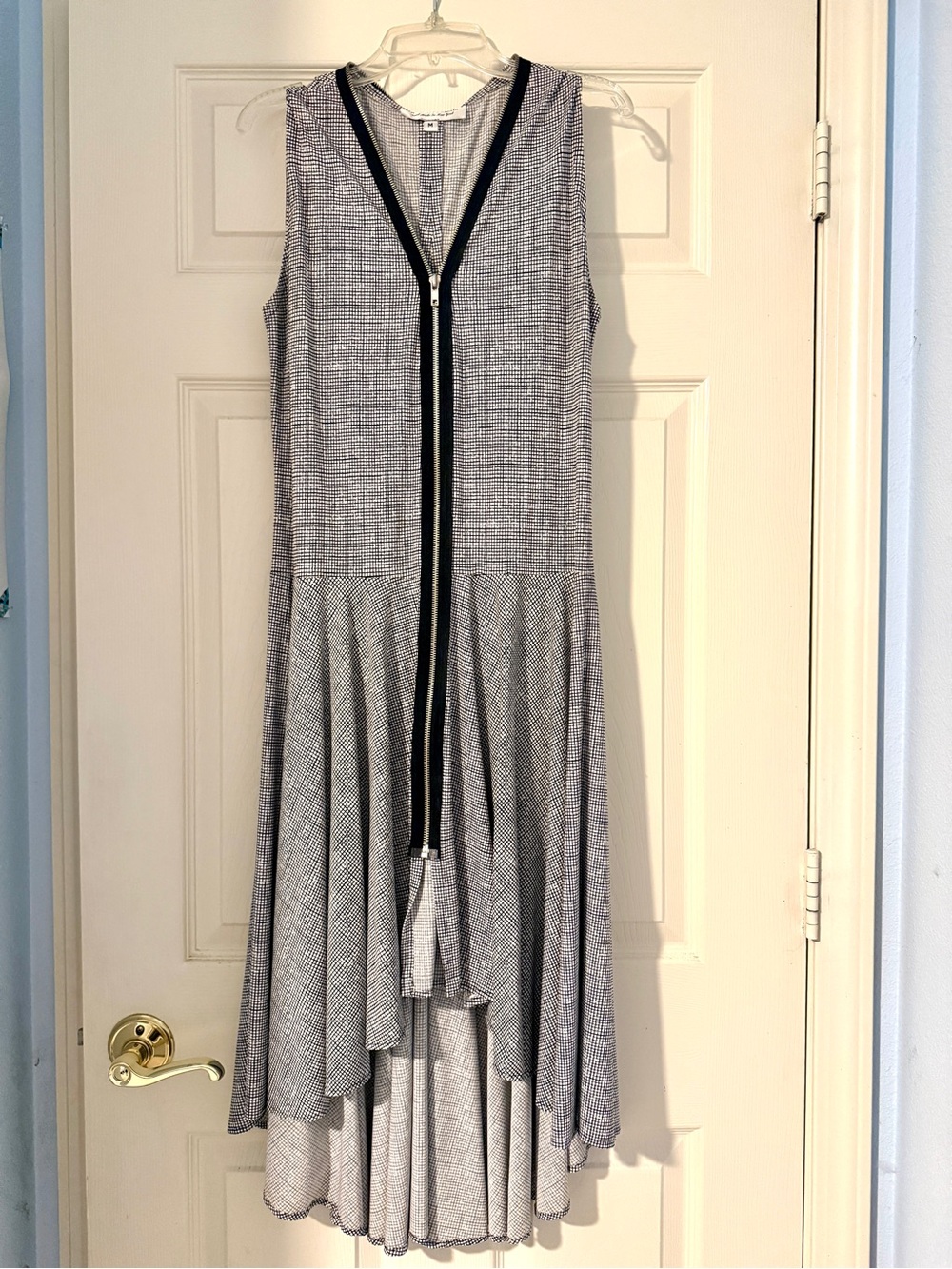 Sleeveless Grey Black Zip-Front Maxi Dress, Independent Designer